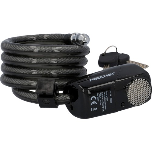 Zapięcie rowerowe Fischer Alarm // z alarmem 110 dB, linkowe, na klucz, 12 x 1200 mm
