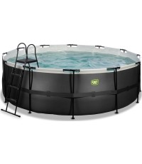 EXIT Black Leather basen ø427x122cm z pompą z filtrem piaskowym - czarny