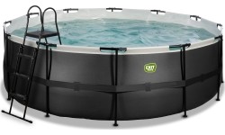 EXIT Black Leather basen ø427x122cm z pompą z filtrem piaskowym - czarny