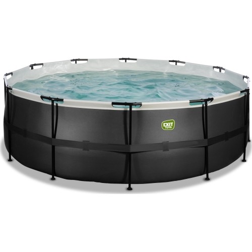 EXIT Black Leather basen ø427x122cm z pompą z filtrem piaskowym - czarny