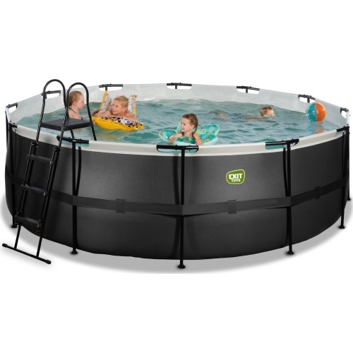 Basen EXIT Black Leather ø427x122 cm z piaskową pompą filtrującą – czarny