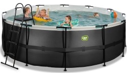 Basen EXIT Black Leather ø427x122 cm z piaskową pompą filtrującą – czarny