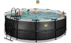 Basen EXIT Black Leather ø427x122 cm z piaskową pompą filtrującą – czarny