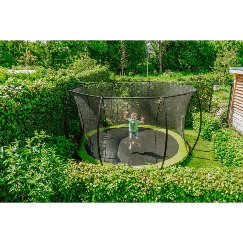 Trampolina gruntowa EXIT Silhouette ø427 cm z siatką ochronną, zielona