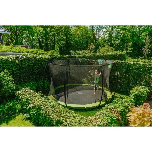 Trampolina gruntowa EXIT Silhouette ø427 cm z siatką ochronną, zielona