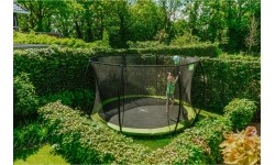 Trampolina gruntowa EXIT Silhouette ø427 cm z siatką ochronną, zielona