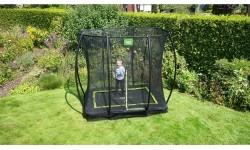 EXIT Silhouette trampolina ziemna 153x214cm z siatką zabezpieczającą - czarna