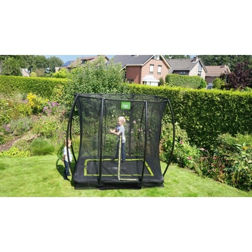EXIT Silhouette trampolina ziemna 153x214cm z siatką zabezpieczającą - czarna