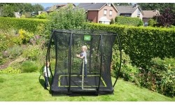 EXIT Silhouette trampolina ziemna 153x214cm z siatką zabezpieczającą - czarna
