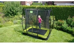 Trampolina naziemna EXIT Silhouette 153x214 cm z siatką ochronną, zielona