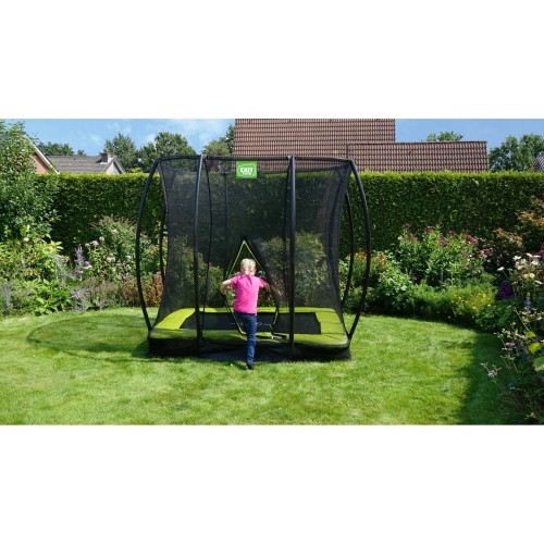 Trampolina naziemna EXIT Silhouette 153x214 cm z siatką ochronną, zielona