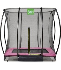 EXIT Silhouette trampolina ziemna 153x214cm z siatką zabezpieczającą - różowa