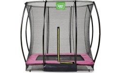 EXIT Silhouette trampolina ziemna 153x214cm z siatką zabezpieczającą - różowa