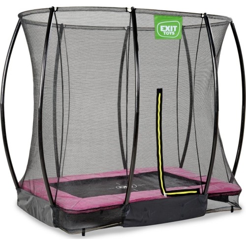 EXIT Silhouette trampolina ziemna 153x214cm z siatką zabezpieczającą - różowa