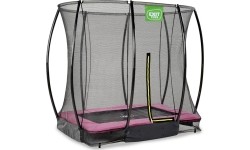 EXIT Silhouette trampolina ziemna 153x214cm z siatką zabezpieczającą - różowa