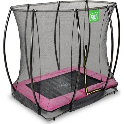 EXIT Silhouette trampolina ziemna 153x214cm z siatką zabezpieczającą - różowa