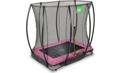 EXIT Silhouette trampolina ziemna 153x214cm z siatką zabezpieczającą - różowa