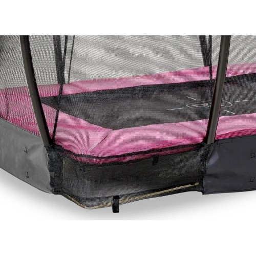EXIT Silhouette trampolina ziemna 153x214cm z siatką zabezpieczającą - różowa