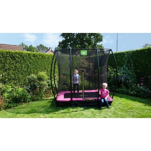 EXIT Silhouette trampolina ziemna 153x214cm z siatką zabezpieczającą - różowa