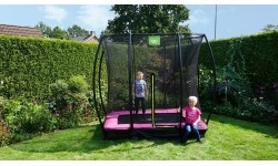 EXIT Silhouette trampolina ziemna 153x214cm z siatką zabezpieczającą - różowa
