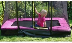 EXIT Silhouette trampolina ziemna 153x214cm z siatką zabezpieczającą - różowa