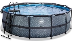 EXIT Basen kamienny ø427x122cm z pompą filtrem piaskowym i kopułą - szary