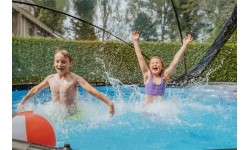 EXIT Basen kamienny ø427x122cm z pompą filtrem piaskowym i kopułą - szary