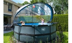 EXIT Basen kamienny ø427x122cm z pompą filtrem piaskowym i kopułą - szary