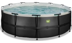 Basen EXIT Black Leather ø427x122cm z pompą i filtrem - czarny