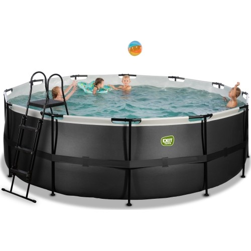 Basen EXIT Black Leather ø427x122cm z pompą i filtrem - czarny