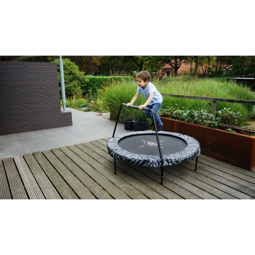Trampolina EXIT Tiggy junior z drążkiem ø140cm - czarna/szara