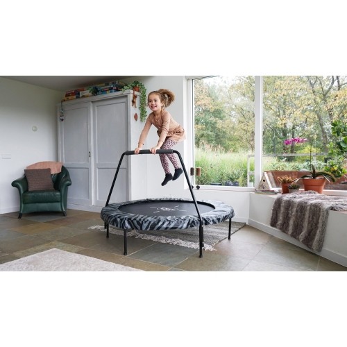 Trampolina EXIT Tiggy junior z drążkiem ø140cm - czarna/szara