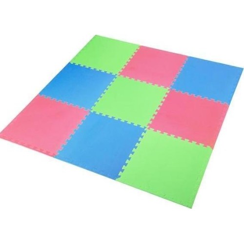 Gumowa podłoga, mata puzzle do siłowni MP10 Zielony-Niebieski-Czerwony, 60x60x1 cm (9 szt.)