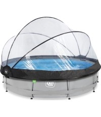 Basen EXIT Soft Grey ø360x76cm z pompą filtrującą i kopułą - szary