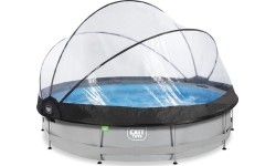 Basen EXIT Soft Grey ø360x76cm z pompą filtrującą i kopułą - szary