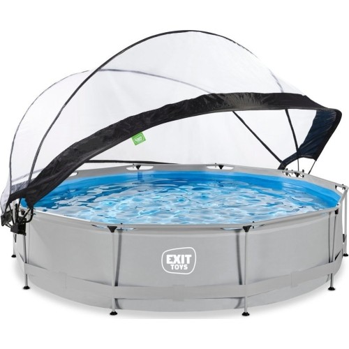 Basen EXIT Soft Grey ø360x76cm z pompą filtrującą i kopułą - szary