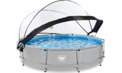 Basen EXIT Soft Grey ø360x76cm z pompą filtrującą i kopułą - szary