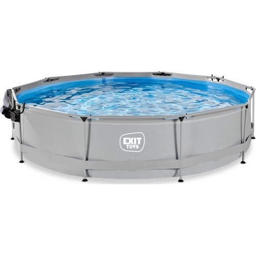 Basen EXIT Soft Grey ø360x76cm z pompą filtrującą i kopułą - szary