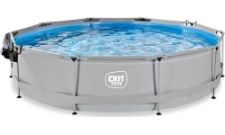 Basen EXIT Soft Grey ø360x76cm z pompą filtrującą i kopułą - szary