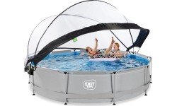 Basen EXIT Soft Grey ø360x76cm z pompą filtrującą i kopułą - szary