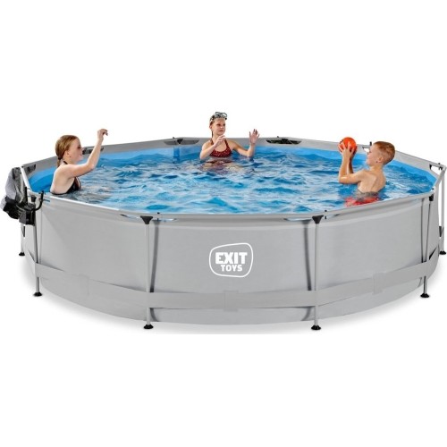 Basen EXIT Soft Grey ø360x76cm z pompą filtrującą i kopułą - szary