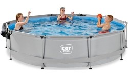 Basen EXIT Soft Grey ø360x76cm z pompą filtrującą i kopułą - szary