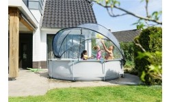 Basen EXIT Soft Grey ø360x76cm z pompą filtrującą i kopułą - szary