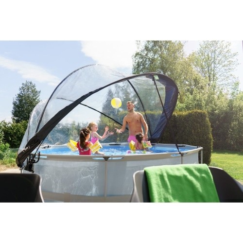 Basen EXIT Soft Grey ø360x76cm z pompą filtrującą i kopułą - szary