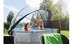 Basen EXIT Soft Grey ø360x76cm z pompą filtrującą i kopułą - szary