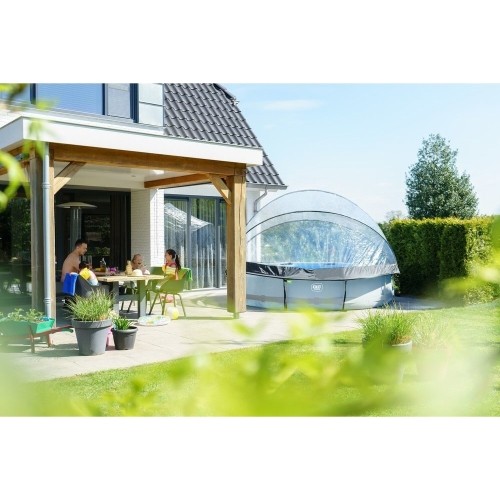 Basen EXIT Soft Grey ø360x76cm z pompą filtrującą i kopułą - szary