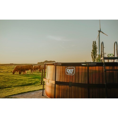 Basen EXIT Wood ø427x122cm z pompą i filtrem - brązowy