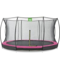 Trampolina gruntowa EXIT Silhouette ø427 cm z siatką ochronną, różowa