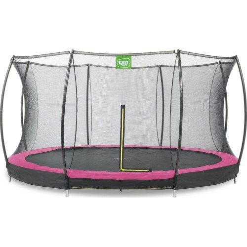 Trampolina gruntowa EXIT Silhouette ø427 cm z siatką ochronną, różowa
