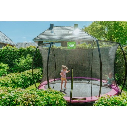 Trampolina gruntowa EXIT Silhouette ø427 cm z siatką ochronną, różowa